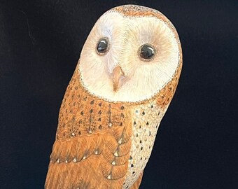 Carved Barn Owl Sculpture