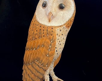 Carved Barn Owl Sculpture - Etsy