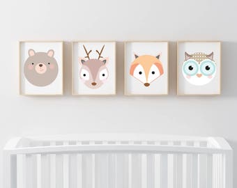 Nursery Arctic Set Of 4nursery Nursery Posters Animal Etsy