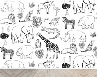 Custom Going On Safari Wallpaper Mural | H108CM X W336CM