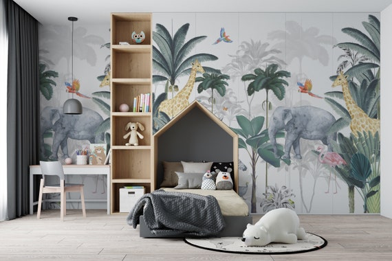Jungle Animal Wallpaper Mural Etsy