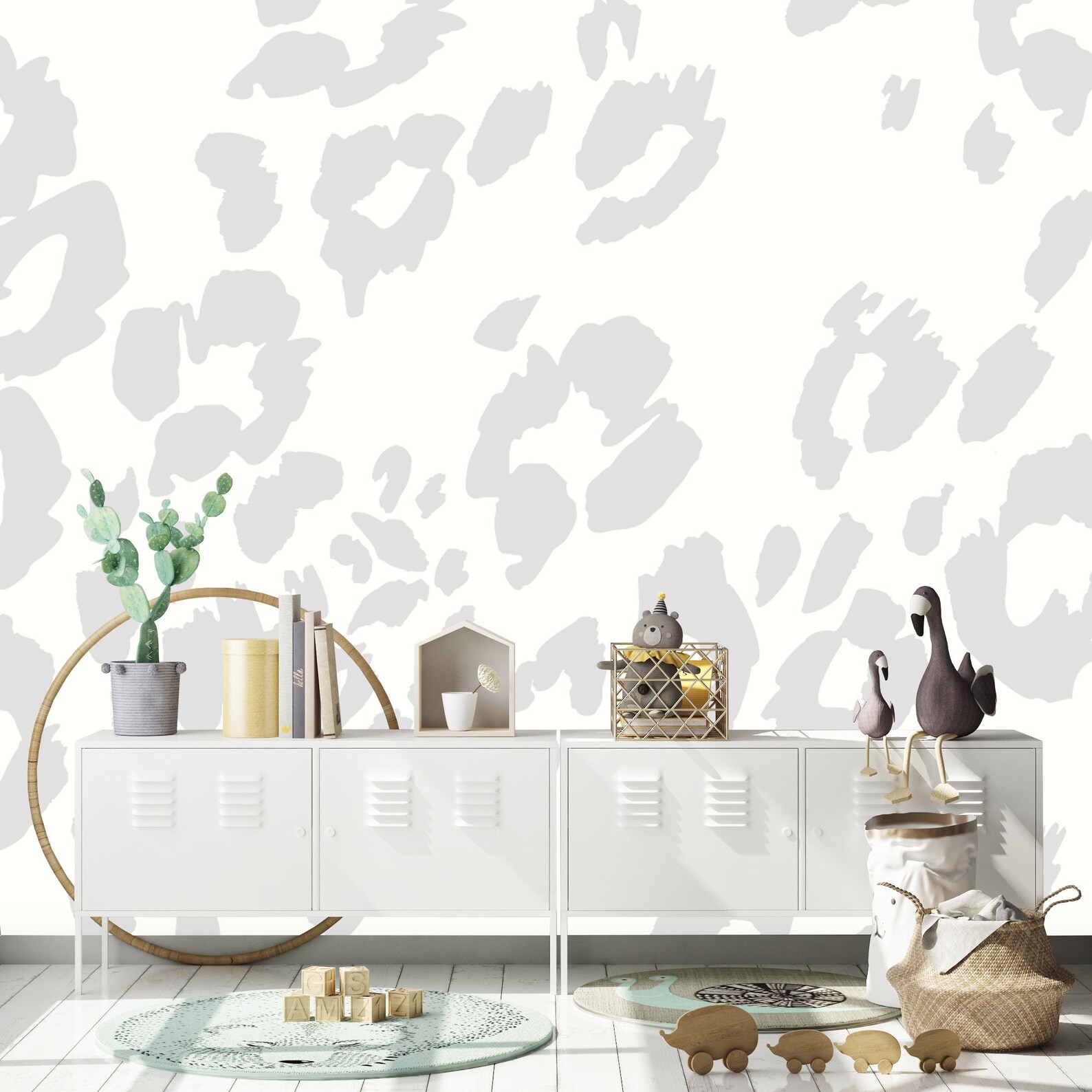 Leopard Print Grey Mural Wallpaper | Etsy