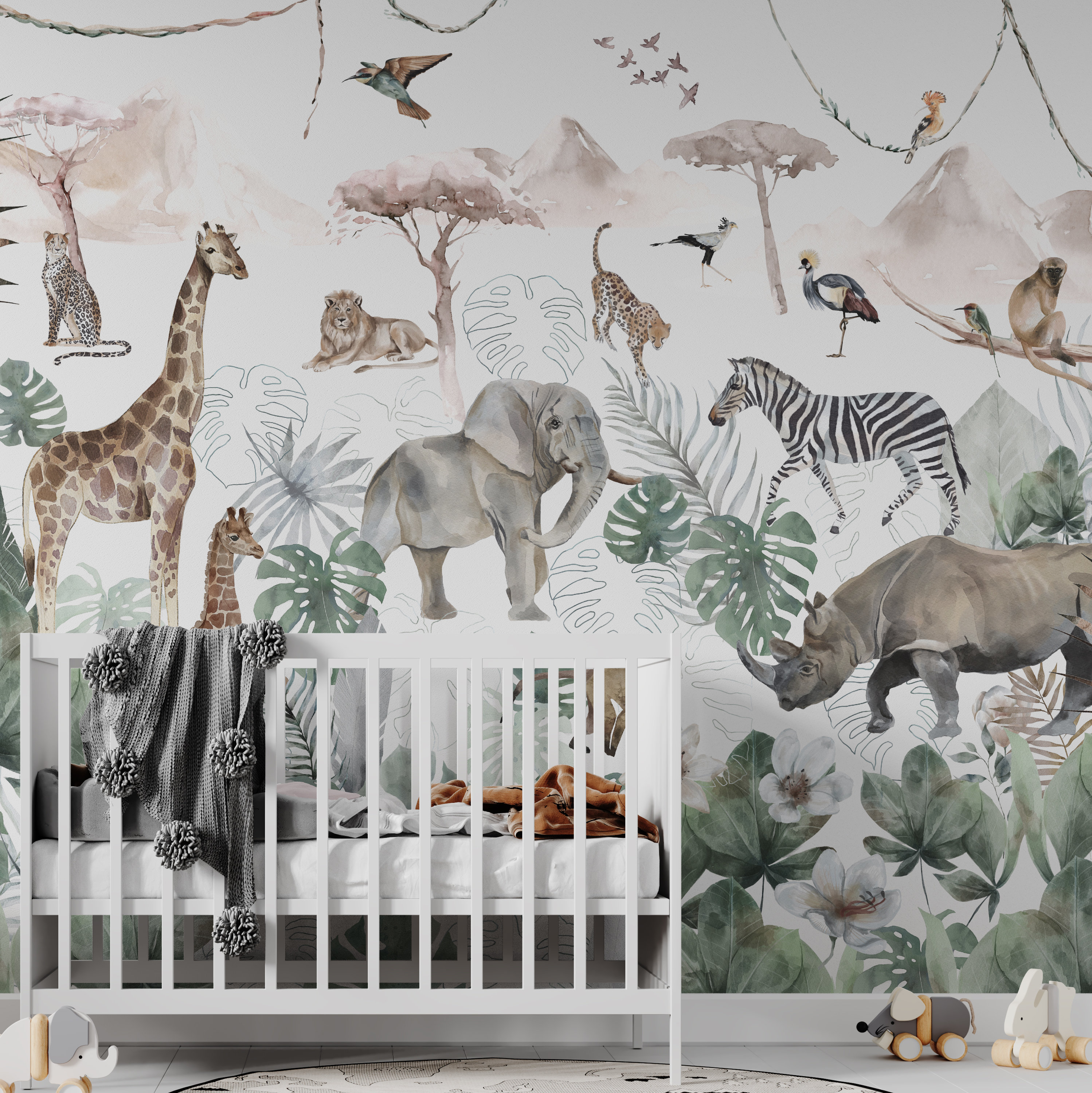 Jungle cheap nursery wallpaper