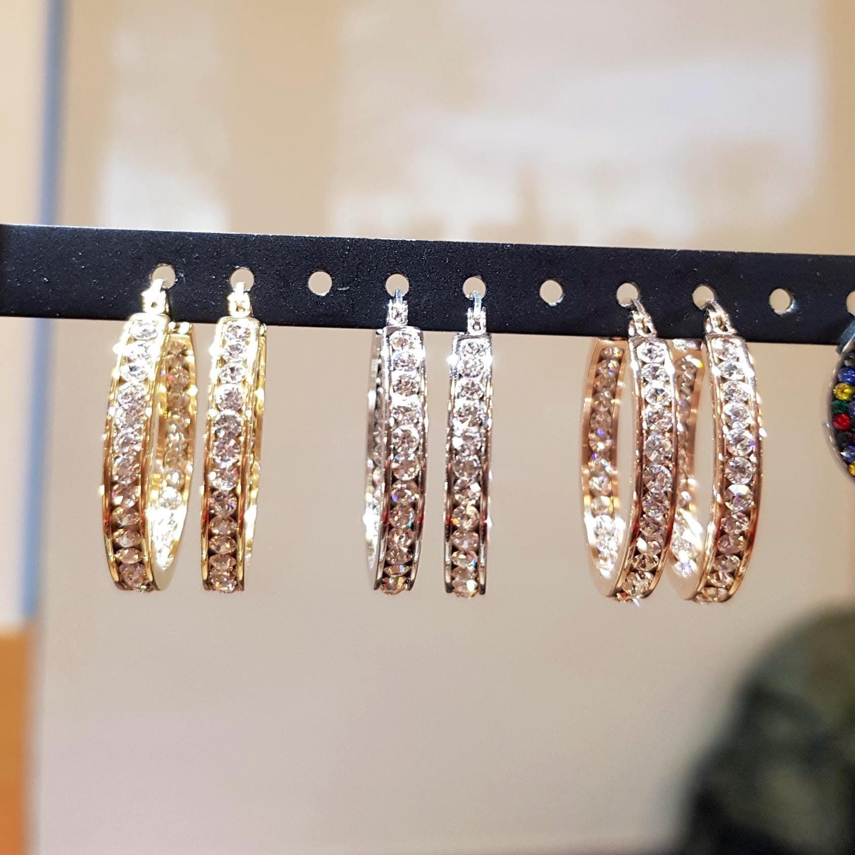 Women's 18K Rose Gold Plated Hoop Earrings - Austrian Crystal Inside & Out, Brass Base 2 thumbnail image