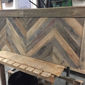 Chevron Reclaimed Pallet headboard image 5