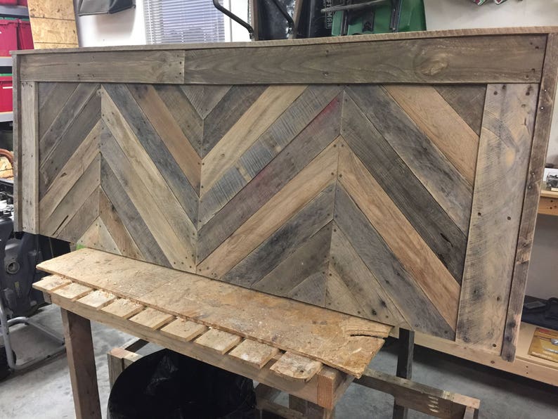 Chevron Reclaimed Pallet headboard image 5