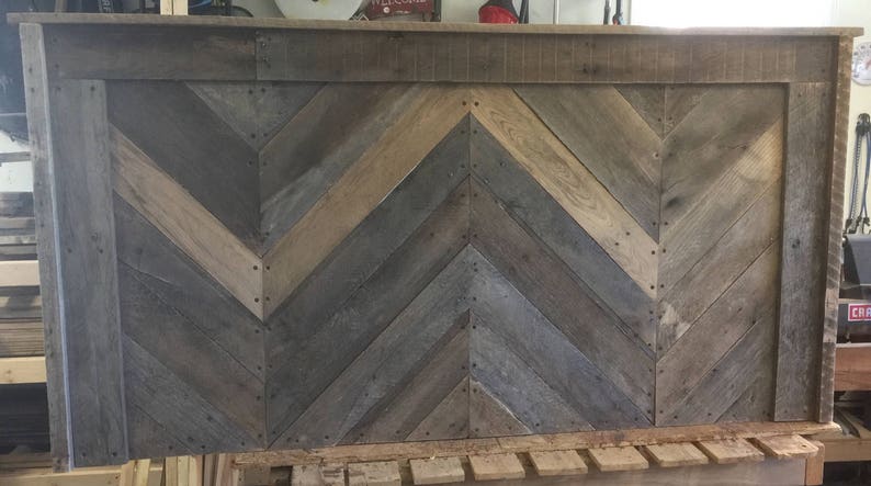 Chevron Reclaimed Pallet headboard image 4