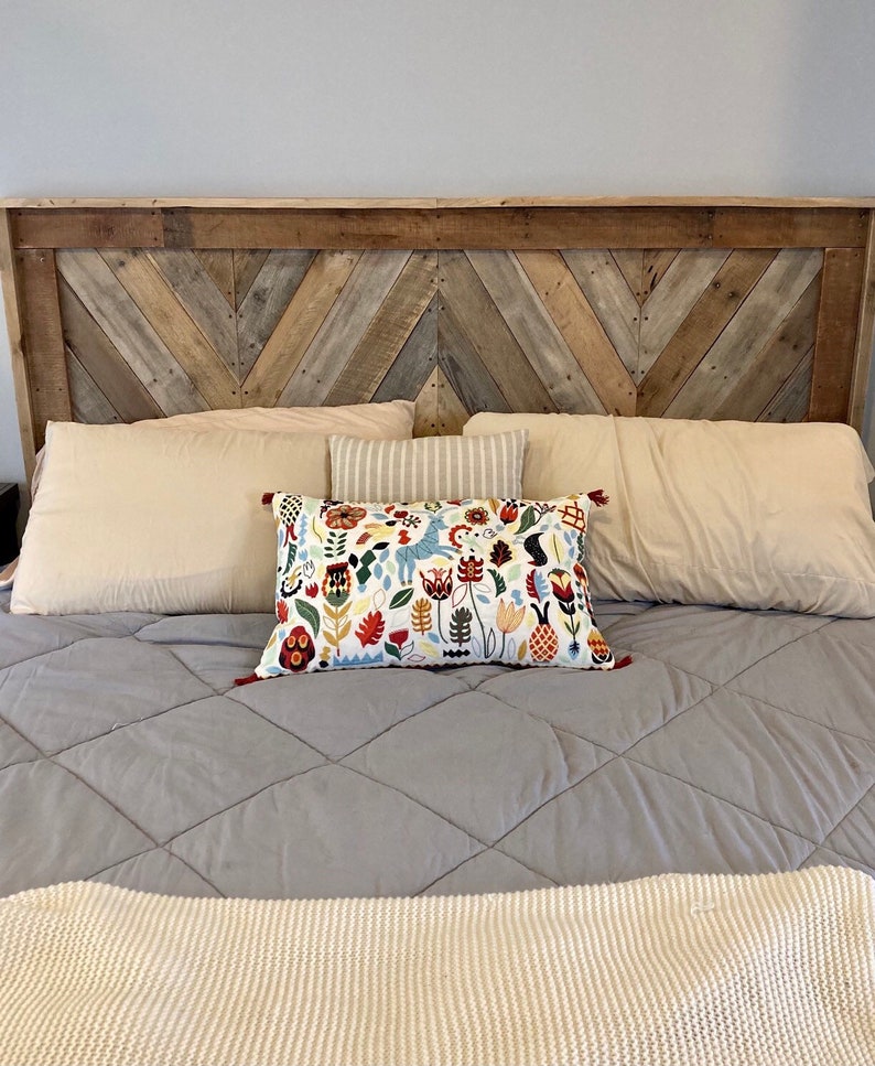 Chevron Reclaimed Pallet Headboard Etsy