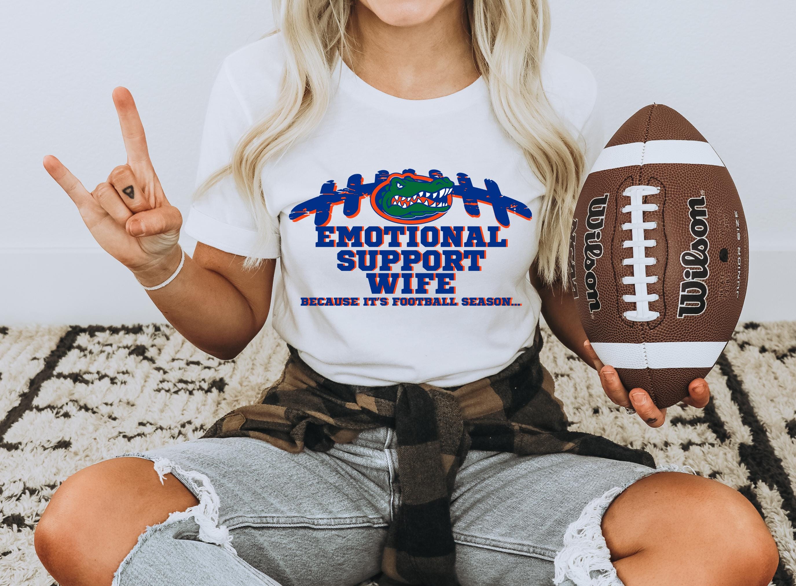 Emotional Support Wife, Football Wife, Florida tee, Gator t shirt, Florida Football shirt, Funny College football shirt, Florida Gators
