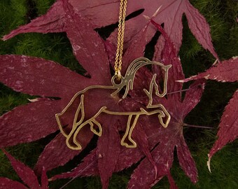 Brass Friesian Horse Pendant Necklace: Equestrian Jewelry