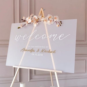 Gematteerd acryl welkom bruiloft bord - modern bruiloftsdecor - acryl bruiloft bord - gepersonaliseerd bord bruiloft - bord bruiloft receptie