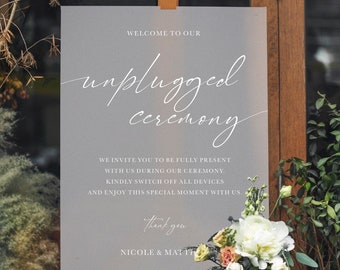 Unplugged Wedding Sign - Bruiloft Signage - Frosted Acryl Sign - Unplugged Ceremony Sign - Frosted Wedding Sign