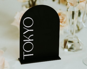 Wedding Table Numbers - Acrylic Table Signs - Black Table Numbers - Custom Table Decor - City Themed Wedding - Wedding Table Decor