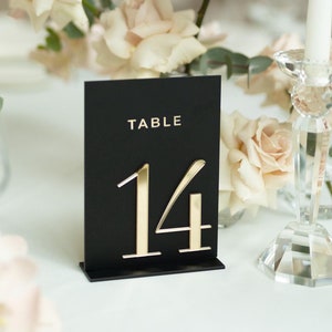 Acrylic Table Numbers - 3D Table Numbers with Stands - Matte Black Gold Mirror Table Signs - Wedding Table Numbers - Wedding Table Decor