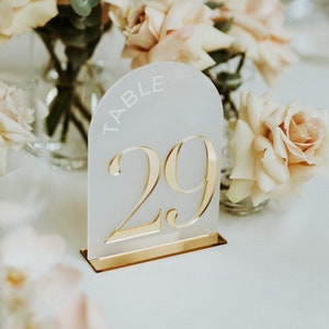 Arched Shape Table Numbers - Gold Wedding Table Numbers with Stands - 3D Table Numbers - Wedding Reception Decor