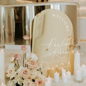 Gold Mirror Arched Welcome Sign - Wedding Sign - Mirror Wedding Signage - Reception Decor - Gold Acrylic Welcome Sign