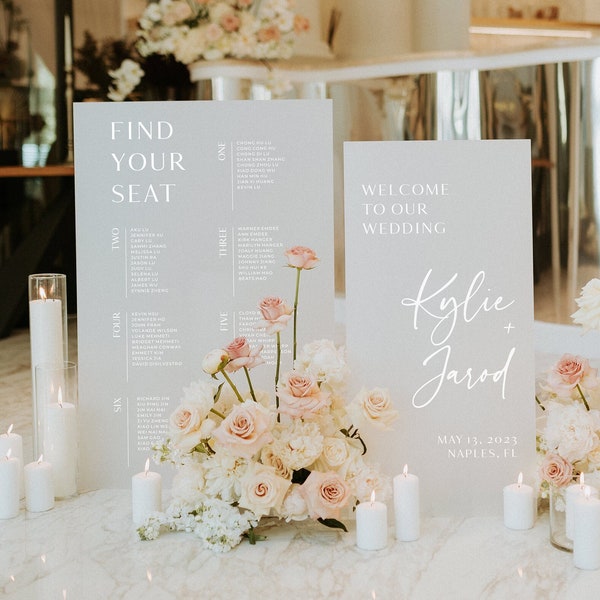 Seating Chart Sign - Wedding Welcome Sign - Wedding Bundle Signs - Reception Signs - Wedding Decorations - Frosted Acrylic Wedding Sign