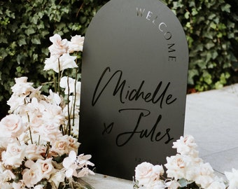 Arched Black Matte Wedding Sign - Wedding Welcome Sign - Reception Signage - Modern Wedding Signs - Ceremony Sign - Marriage Signs