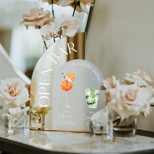 Signature Cocktail Schild - Hochzeit Bar Zeichen - Signature Drinks Schild - Acryl Bar Menü - His and Hers Drinks - Hochzeit Cocktail Schild