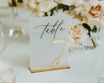 Frosted Gold Acrylic Table Numbers - Table Numbers Wedding Decoration- Wedding Signage - Table Decor - Wedding Sign