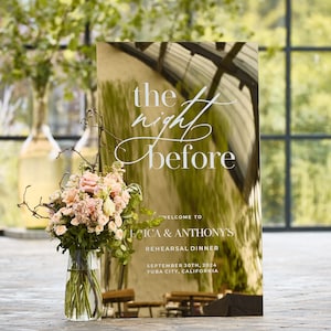 Rehearsal Dinner Sign - The Night Before Wedding Signs - Gold Mirror Acrylic Rehearsal Dinner Welcome Sign - Reception Signage