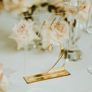 Wedding Table Numbers - Acrylic Table Signs - Wedding Table Decor - Table Numbers with Stands - Wedding Table Setting