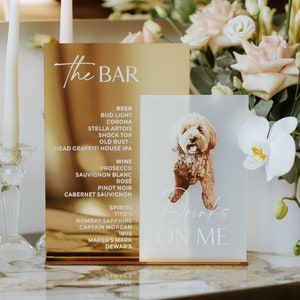 Hochzeit Hunde Bar-Menü, Signature Drinks Haustier-Schild, Acryl-Bar-Schild, Bar Beschilderung, Hochzeitsgeschenk