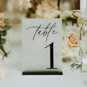 Acrylic Table Numbers - Wedding Table Signs with 3D Black Numbers - Wedding Table Decor