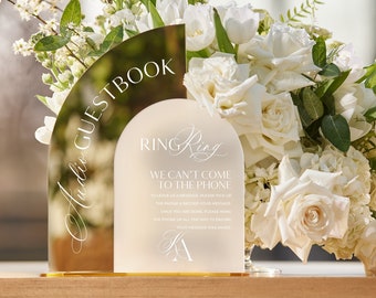 Acrylic Audio Guestbook Wedding Sign - Telephone Guest Book - Leave a Message - Reception Welcome Table