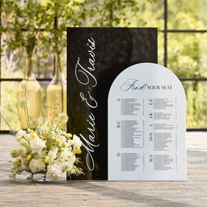 Sitzplan für die Hochzeit - Schwarz & Weiß Acryl Sitzplan - Sitzplan für die Hochzeit - Personalisierte Hochzeitsschilder - Tischzuordnung