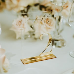 Wedding Table Numbers - Clear and Gold Mirror Acrylic Signs - Gold Wedding Table Signs - Wedding Table Decor