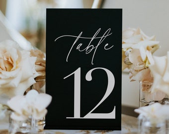Rectangular Black Acrylic Table Numbers – Wedding Table Decor – Reception Signs