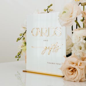 Conjunto de 3 placas de sinalização de casamento – Livro de visitas de acrílico branco, cartões e presentes, placa de memória amorosa – Decoração de mesa de casamento - Placas de acrílico personalizadas