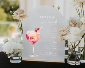 Arched Shape Wedding Bar Sign - Acrylic Bar Menu - Wedding Drinks Menu - Signature Drink Sign - Wedding Reception Signs