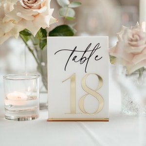 Wedding Table Numbers - White and Gold Table Numbers - Wedding Table Decor, Wedding Table Signs