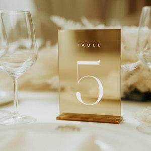 Gold Mirror Wedding Table Numbers - Acrylic Table Signs - Reception Decor - Table Decorations - Gold Signage - Wedding Stationery