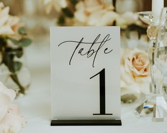 Numéros de table de mariage - Panneaux de table de mariage en acrylique dépoli - Déco de réception de mariage noir - Numéros de table en acrylique noir