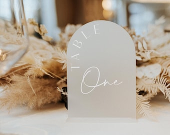 Frosted Acrylic Table Numbers - Wedding Signage - Table Signs - Table Numbers - Wedding Stationery - Reception Signs - Arched Table Numbers