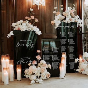 Wedding Signage, Seating Chart and Wedding Welcome Sign -Seating Chart Sign - Wedding Signs Bundle - Black Wedding Signs