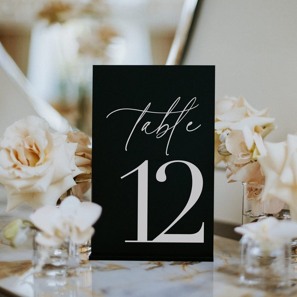 Wedding Table Numbers - Black Table Numbers with Stands - Reception Table Decor  - Wedding Table Signs - Wedding Stationery