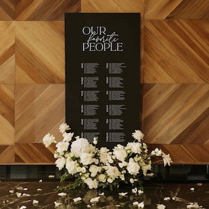 Sitzplan für die Hochzeit - schwarzes Sitzplan-Schild aus Acryl - Hochzeitsschilder für den Hochzeitsfeier - Hochzeitstischplan