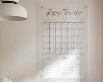 Calendario de pared acrílico grande vertical - Tablero de borrado en seco - Calendario acrílico personalizado para pared - Decoración reutilizable del hogar - Nuevo regalo para el hogar