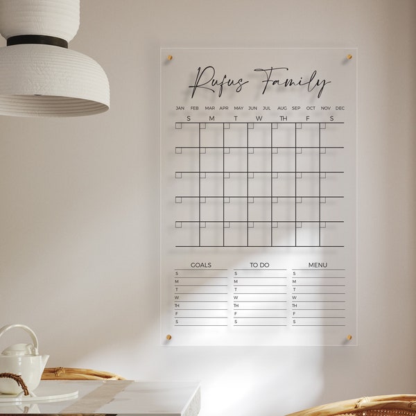 Acrylic Wall Family Calendar Etsy