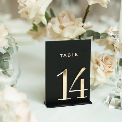 Black Wedding Table Numbers Clear Acrylic Table Signs Etsy