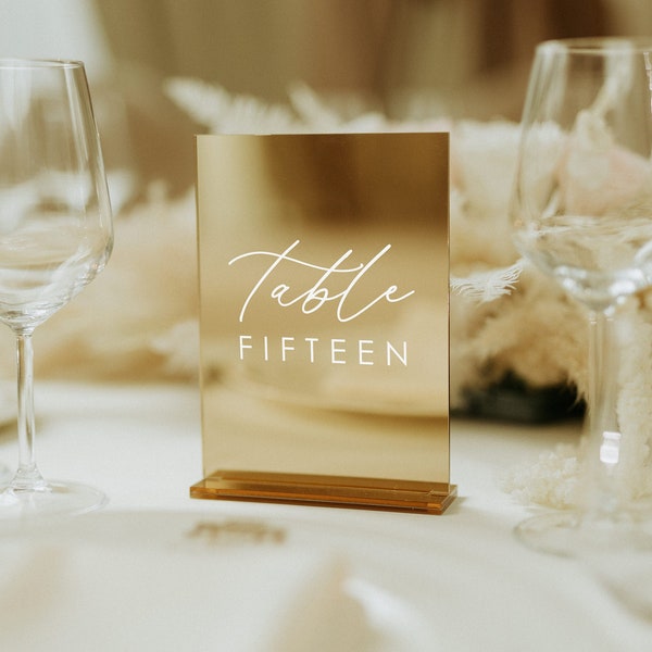 Gold Table Numbers - Wedding Table Numbers - Modern Table Signs - Wedding Table Decor - Table Number Signs - Wedding Table Signage