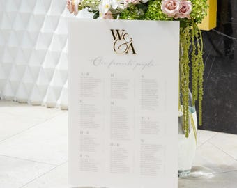 Seating Chart, 3D Gold Mirror Wedding Seating Plan, Our Favorite People Seating Chart, Wedding Seat Chart, Table Assignment, Reception Decor