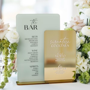 Hochzeitsbar Menü - Signature Getränke - Acryl Hochzeit Bar Schild - His and Hers Drinks - Hochzeitsbar Schilder - Bar Beschilderung - Signature Cocktails