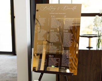 Wedding Seating Chart - Seating Plan Sign - Wedding Reception - Gold Mirror Wedding Sign - Find Your Seat - Alphabetical Order Seating Chart