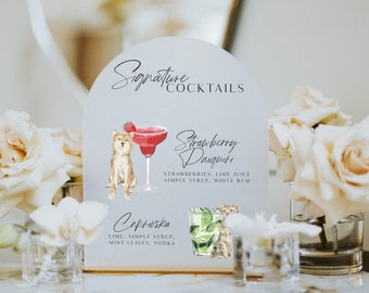 Signature Drink Sign - Wedding Bar Sign for Dog Lovers - 11x14 Frosted Acrylic Bar Sign - His and Hers Drinks - Bar Signage