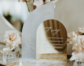 Letrero acrílico para libro de visitas con audio - Libro de visitas telefónico - Señalización para recepción de boda